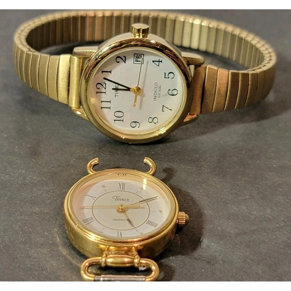 Lot Of 2 Womans Timex Watches Indiglo And Gold Tone Wrist Watches‎